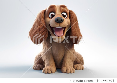 Cute smiling cartoon dog. Young animal. Generate Ai 104660791