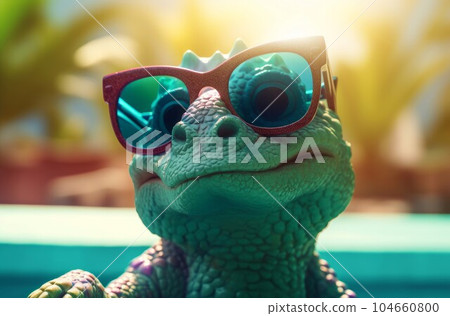 Baby cute dinosaur. Wild dino fantasy. Generate Ai 104660800