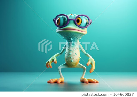 Cute colorful bright frog. Tropics art. Generate Ai Cute colorful bright frog. Tropics art. Generate Ai 104660827