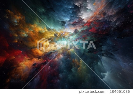 Colorful galaxy digitalart. Light night. Generate ai 104661086