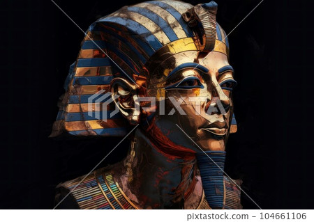 Egyptian king head. Ancient culture. Fictional person. Generate Ai 104661106
