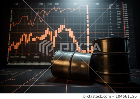 Brent oil barrel. Diagram chart. Generate Ai 104661150
