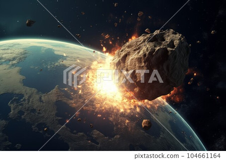 Surface asteroid meteor. World universe. Generate AI Surface asteroid meteor. World universe. Generate AI 104661164