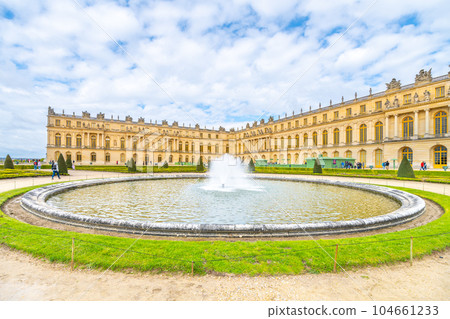 Chateau Versailles exterior view from park. Paris, France. Chateau Versailles exterior view from park. Paris, France. 104661233