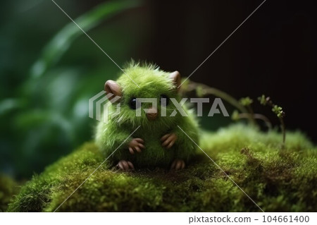 Cute small forest furry. Little alien hair. Generate Ai 104661400