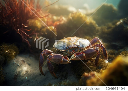 Crab underwater ocean. Natural food. Generate Ai Crab underwater ocean. Natural food. Generate Ai 104661404