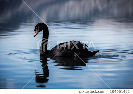Black swan lake. Wild beauty. Generate Ai 104661431