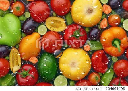 Vegetables background drops. Green nutrition. Generate Ai Vegetables background drops. Green nutrition. Generate Ai 104661498