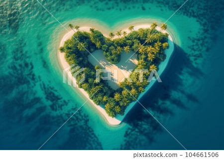 Tropical island heart. Shape love. Generate Ai Tropical island heart. Shape love. Generate Ai 104661506