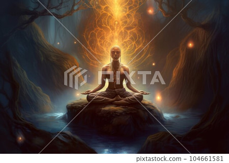 Forest meditation. Spiritual body peace. Generate Ai Forest meditation. Spiritual body peace. Generate Ai 104661581