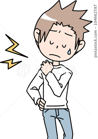 Male with stiff shoulders Male with stiff shoulders 104662597