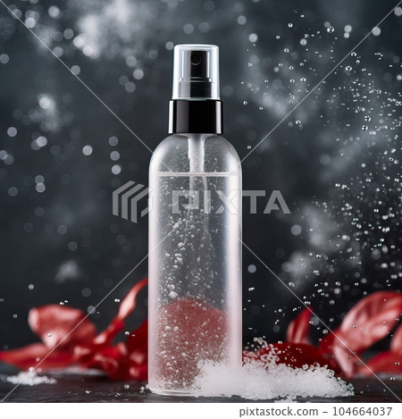 Beauty product bottle mockup, cosmetic container in liquid splash, skincare product packaging front view commercial template Beauty product bottle mockup, cosmetic container in liquid splash, skincare product packaging front view commercial template 104664037