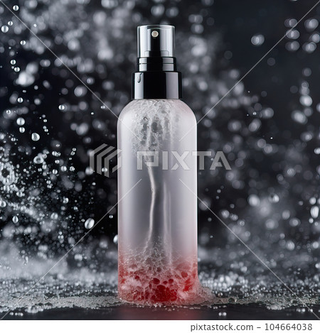 Beauty product bottle mockup, cosmetic container in liquid splash, skincare product packaging front view commercial template Beauty product bottle mockup, cosmetic container in liquid splash, skincare product packaging front view commercial template 104664038