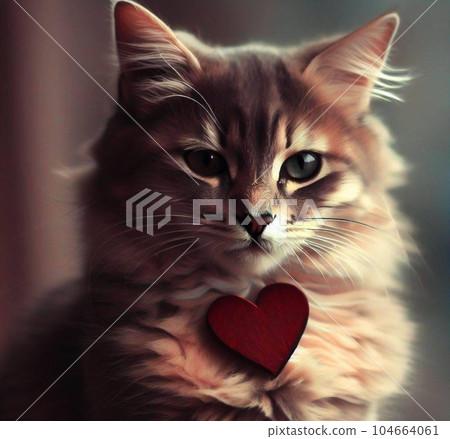 kitten with heart kitten with heart 104664061