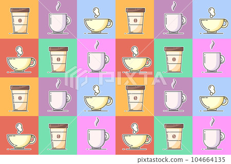 Coffee,tea colorful vector seamless pattern. Concept for menu, wallpaper, wrapping paper. Vector illustration Coffee,tea colorful vector seamless pattern. Concept for menu, wallpaper, wrapping paper. Vector illustration 104664135