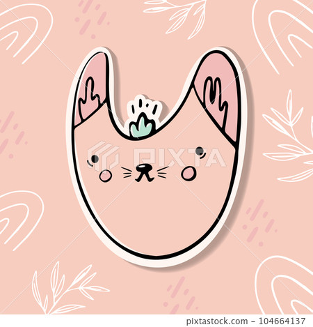Cute fox sticker. Cartoon animal character Cute fox sticker. Cartoon animal character 104664137