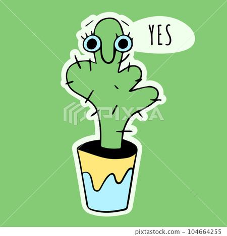 Yes.sticker of cute cactus in flowerpot. 104664255
