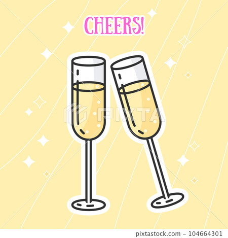 CHEERS Champagne logo design. Champagne glass logo CHEERS Champagne logo design. Champagne glass logo 104664301