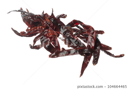 Dried Red hot Chilli fall down explosion, dried Red Chilli float explode, abstract cloud fly. Dried Red hot Chillis splash throwing in Air. White background Isolated high speed shutter, freeze motion Dried Red hot Chilli fall down explosion, dried Red Chilli float explode, abstract cloud fly. Dried Red hot Chillis splash throwing in Air. White background Isolated high speed shutter, freeze motion 104664465