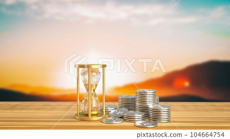 The sand clock and coins  for business concept 3d rendering 104664754