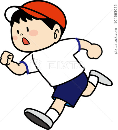 穿著體操服跑步的男孩 穿著體操服跑步的男孩 104665023