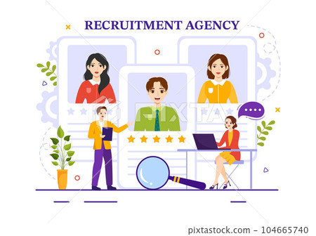 Recruitment Agency Vector Illustration with Managers Searching Candidate for Job Position in Flat Cartoon Hand Drawn Background Templates Recruitment Agency Vector Illustration with Managers Searching Candidate for Job Position in Flat Cartoon Hand Drawn Background Templates 104665740