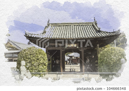 Watercolor-style Fugen-in Niomon Gate, Okayama City, Okayama Prefecture Watercolor-style Fugen-in Niomon Gate, Okayama City, Okayama Prefecture 104666348