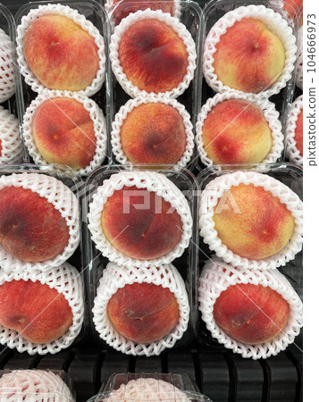 Peaches lined up in a store Peaches lined up in a store 104666973