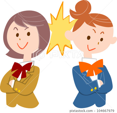 雙臂交叉看著對方的女學生 104667979