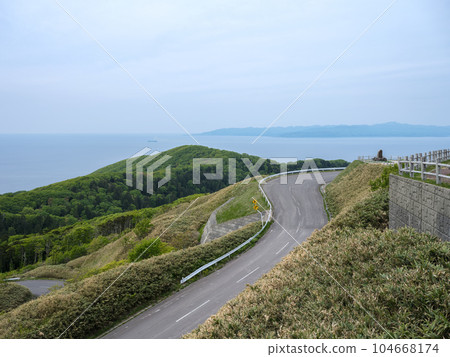 Hokkaido's Shirakami Cape seen from the viewing platform of the Tatsudomari Line 104668174