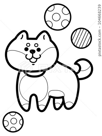 可愛的小狗線描插畫素材 104668239