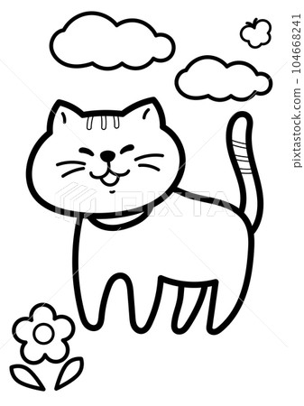 Cute cat line drawing illustration material 104668241
