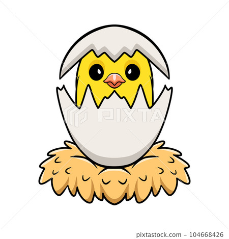 Cute canary bird cartoon inside from egg Cute canary bird cartoon inside from egg 104668426
