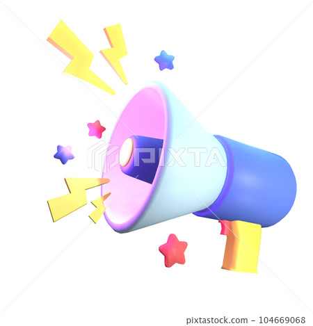 3D megaphone icon rendered isolated on the transparent background 104669068