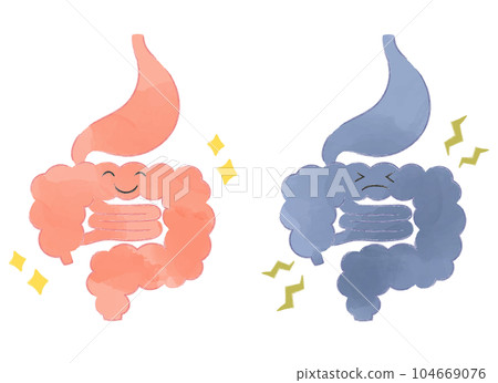 Deformed cute organ character illustration material set healthy/sick 104669076