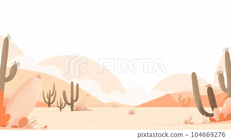 手绘卡通唯美沙漠西部荒野风景插画 手绘卡通唯美沙漠西部荒野风景插画 104669276