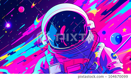 手绘卡通唯美太空人插画 104670099
