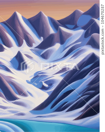 Vector hand drawn illustration. Abstract flat minimalist design landscape. 104670287