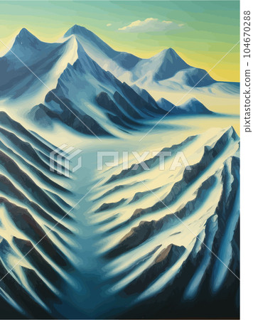 Vector hand drawn illustration. Abstract flat minimalist design landscape. 104670288