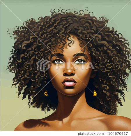 Black Afro African American girl woman lady vector illustration portrait 104670317