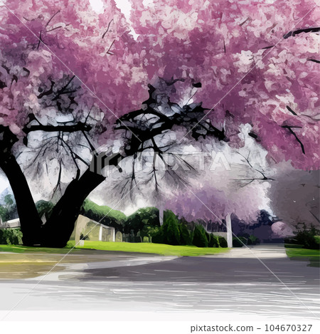 Cherry blossom, watercolor spring sakura flowers on sky art set. Cute oriental Cherry blossom, watercolor spring sakura flowers on sky art set. Cute oriental 104670327