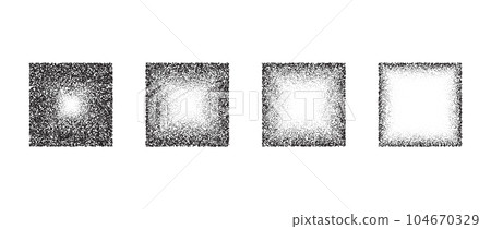Fading square gradient set. Black dotted texture element collection. Stippled shade object pack. Noise grain dotwork shapes. Halftone effect illustrations bundle. Vector illustration Fading square gradient set. Black dotted texture element collection. Stippled shade object pack. Noise grain dotwork shapes. Halftone effect illustrations bundle. Vector illustration 104670329
