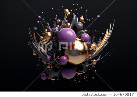 Abstract psychedelic 3D background futuristic bright bumps and balls. AI 104670817