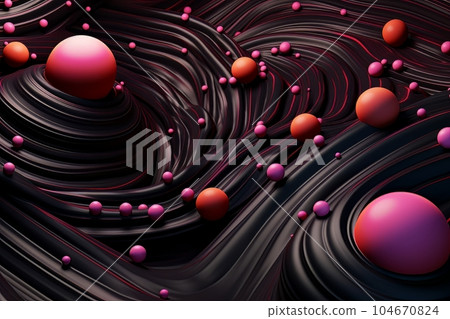 Abstract psychedelic 3D background futuristic bright bumps and balls. AI 104670824