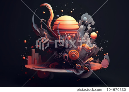 Abstract artwork 3d Digital art, geometric abstract city AI 104670880