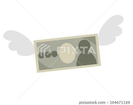 Image illustration of spending with wings on bills Image illustration of spending with wings on bills 104671189