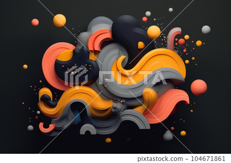 Abstract fluid wave in motion colorful background 3d render. AI 104671861