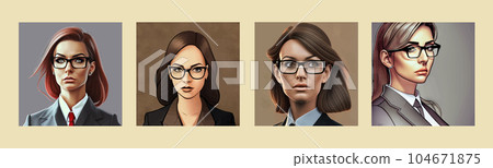 Professional Portrait Strong Business Woman in suit on background, set vector Professional Portrait Strong Business Woman in suit on background, set vector 104671875
