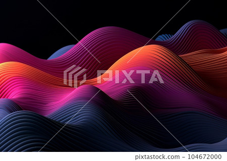 Futuristic neon background, textures with blue, red and orange gradient waves AI 104672000