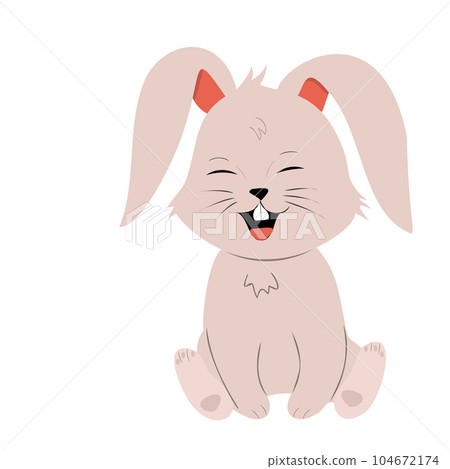 Cartoon smilling bunny isolated on white background. Cartoon smilling bunny isolated on white background. 104672174